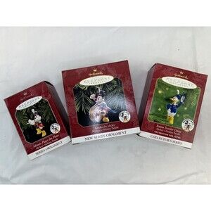 Vtg Lot Of 3 HALLMARK Keepsake MICKEY MOUSE Minnie Donald Disney X’mas‎ ORNAMENT
